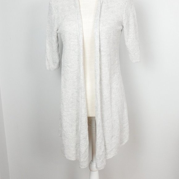 Eileen Fisher Grey Short Sleeve Lightweight LinenOpen Cardigan Sweater Small - Picture 3 of 12